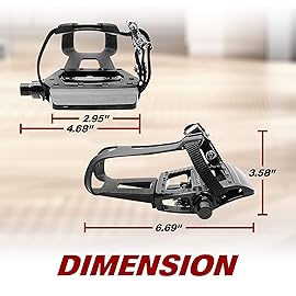 BV Bike Pedals Shimano SPD Compatible 9/16\'\' with Toe Clips - Peloton Pedals for Regular Shoes - Toe Cages for Peloton Bike - Exercise Bike Pedals