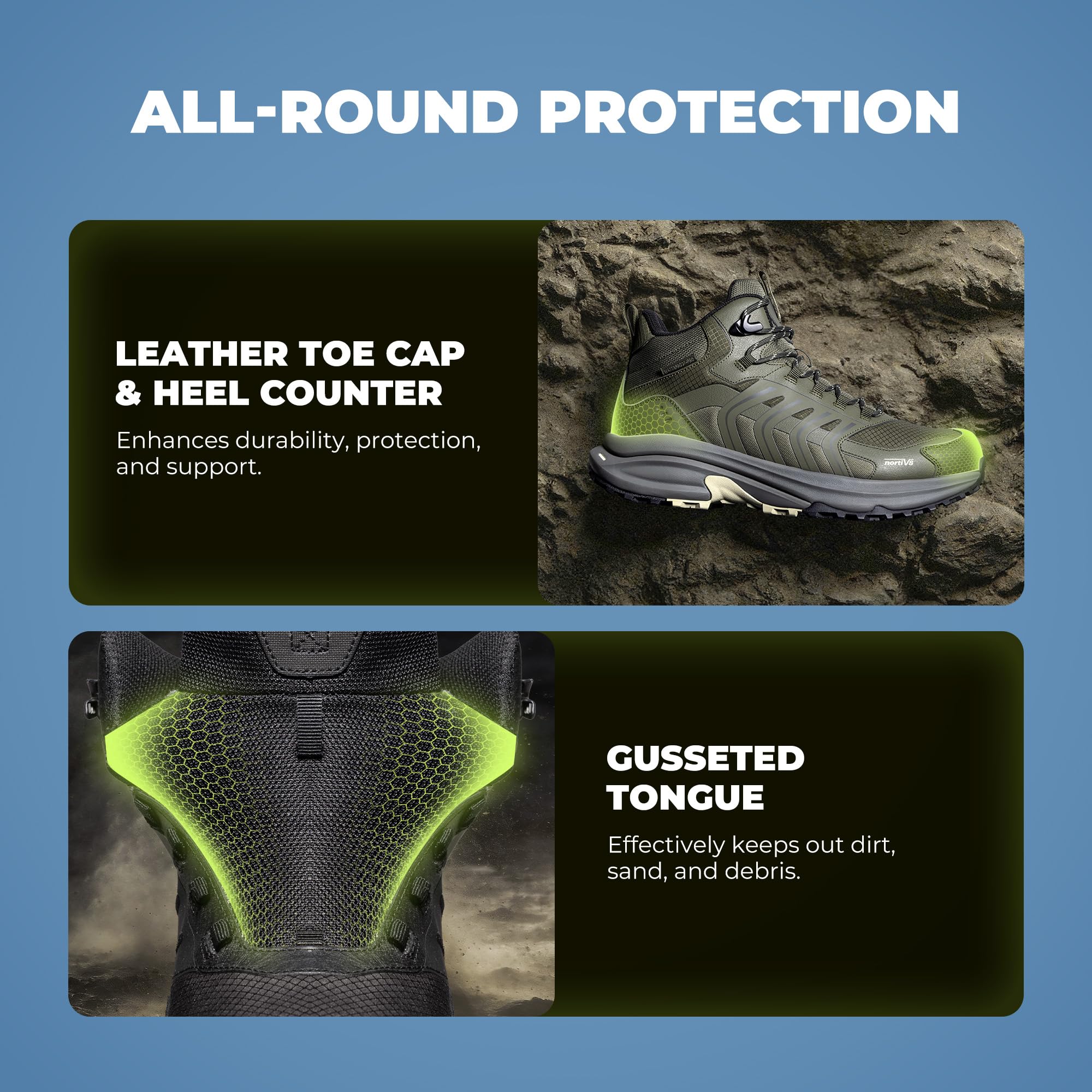 NORTIV 8 Scarponi Trekking Impermeabili Uomo Leggeri Esterno Scarpe Trekking Campeggio Arrampicata Per Comfort Dura Tutto Giorno