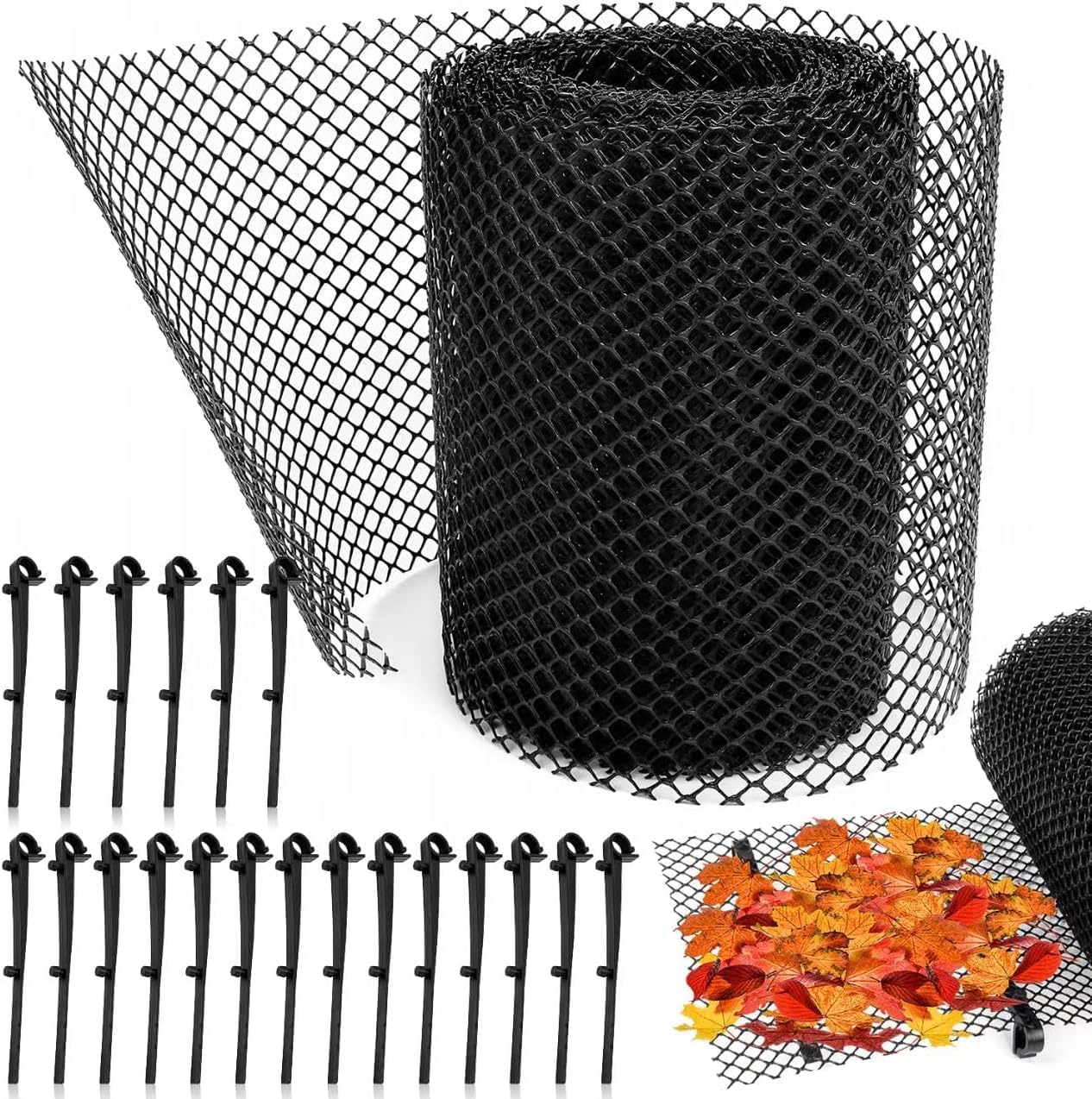 Gutter Leaf Protection Rain Gutter Leaf Protection Gutter Protection 18 cm x 8 m Leaf Protection Gutter Grid Plastic Gutter Cover Can be Cut to Size with 20 Clips for Houses Carport Stable