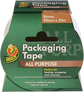 Duck Brown Packing Tape | Parcel Tape 1 Roll 50mm x 25m, Packaging Tape Strong Sticky Seal for Moving House, Packing Parcels, Cardboard Boxes & Carton Packaging Tape