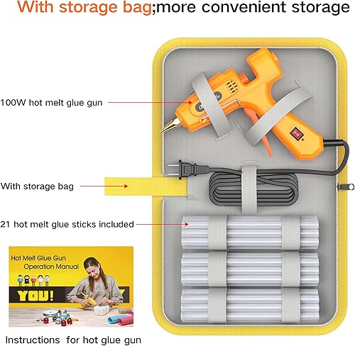 Miniatura 16 de IZIO Pistola de pegamento caliente con 21 barras de pegamento de 7/16 pulgadas y bolsa de almacenamiento, calentamiento rápido de 100 W