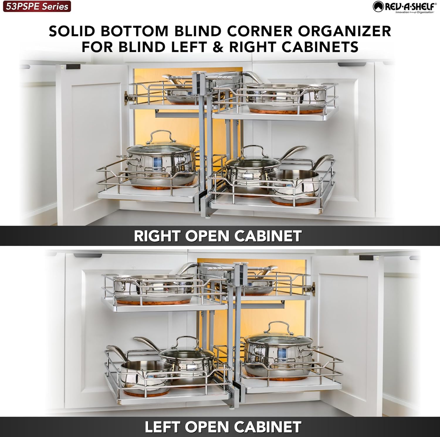 Rev-A-Shelf Gray Two-Tier Elite Optimizer w/Soft-Close for 18" Blind Corner Cabinet Openings