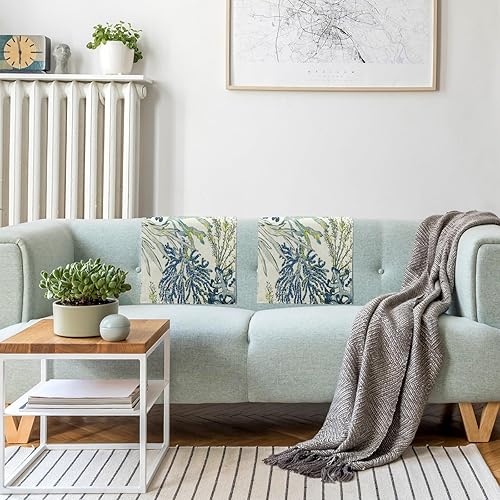 Miniatura 4 de Breling 2 fundas para reposacabezas para silla reclinable con estampado de plantas, funda de sofá de lino, funda para la cabeza de la silla,