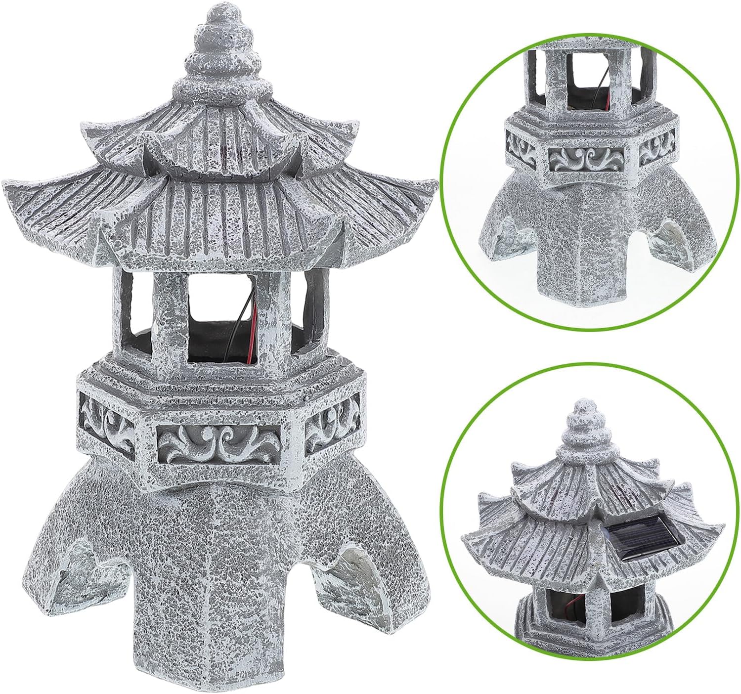 Veemoon Solar Garden Lantern Decor Outdoor Zen Lotus Resin Solar Lamp Patio Yard Lantern for Garden Courtyard Lighting