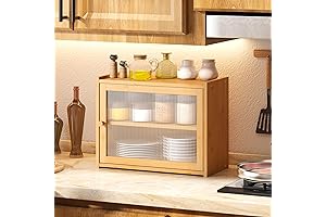 Double Layer Bread Box for Kitchen Countertop Bread Storage Bin Farmhouse Breadbox Organizer with Window