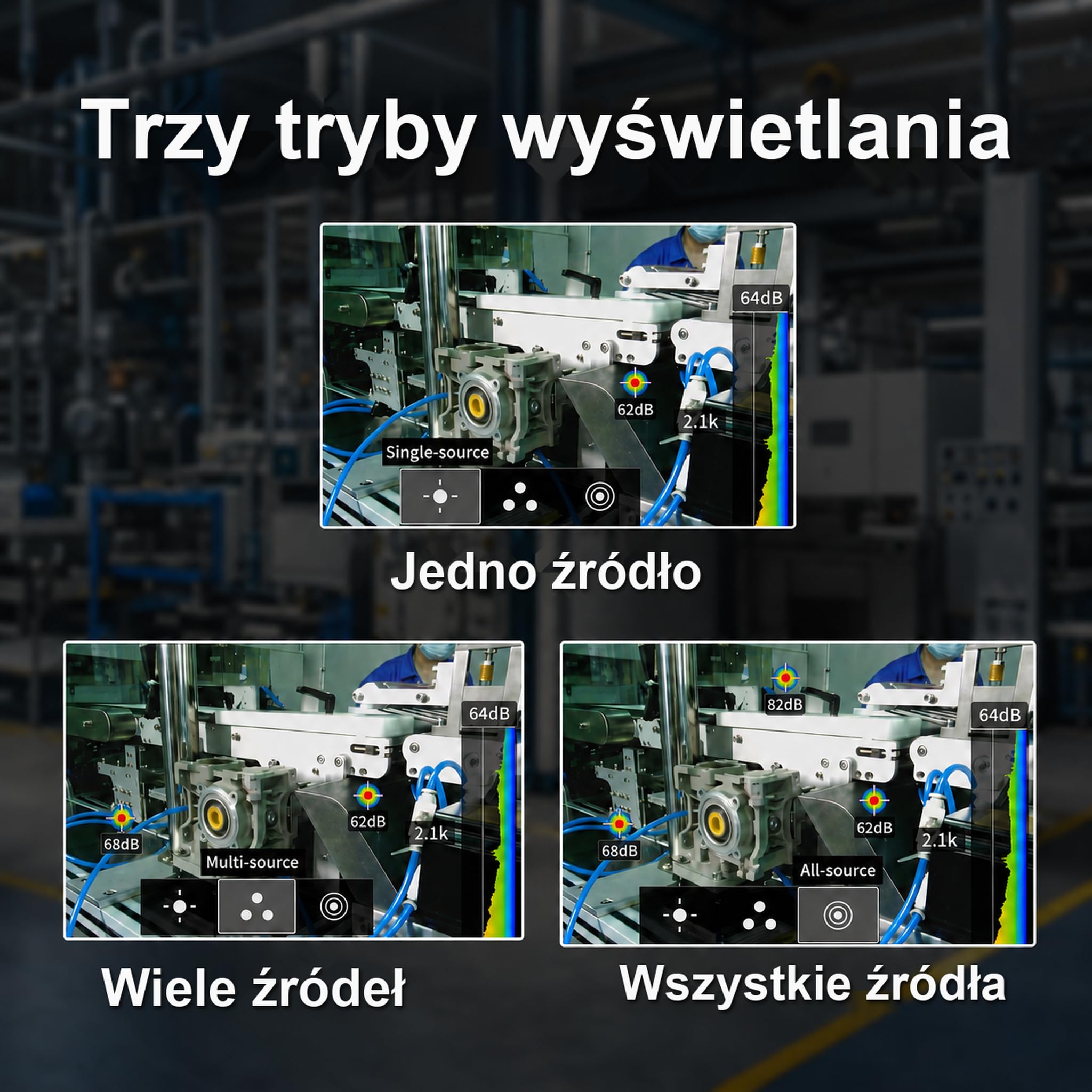 TD2e Kamera akustyczna, 64 mikrofony MEMS, detektor nieszczelności sprężonego powietrza, gazu i instalacji próżniowych, 2–100 kHz, ekran 3,5", 5 MP, przemysł, HVAC, utrzymanie ruchu