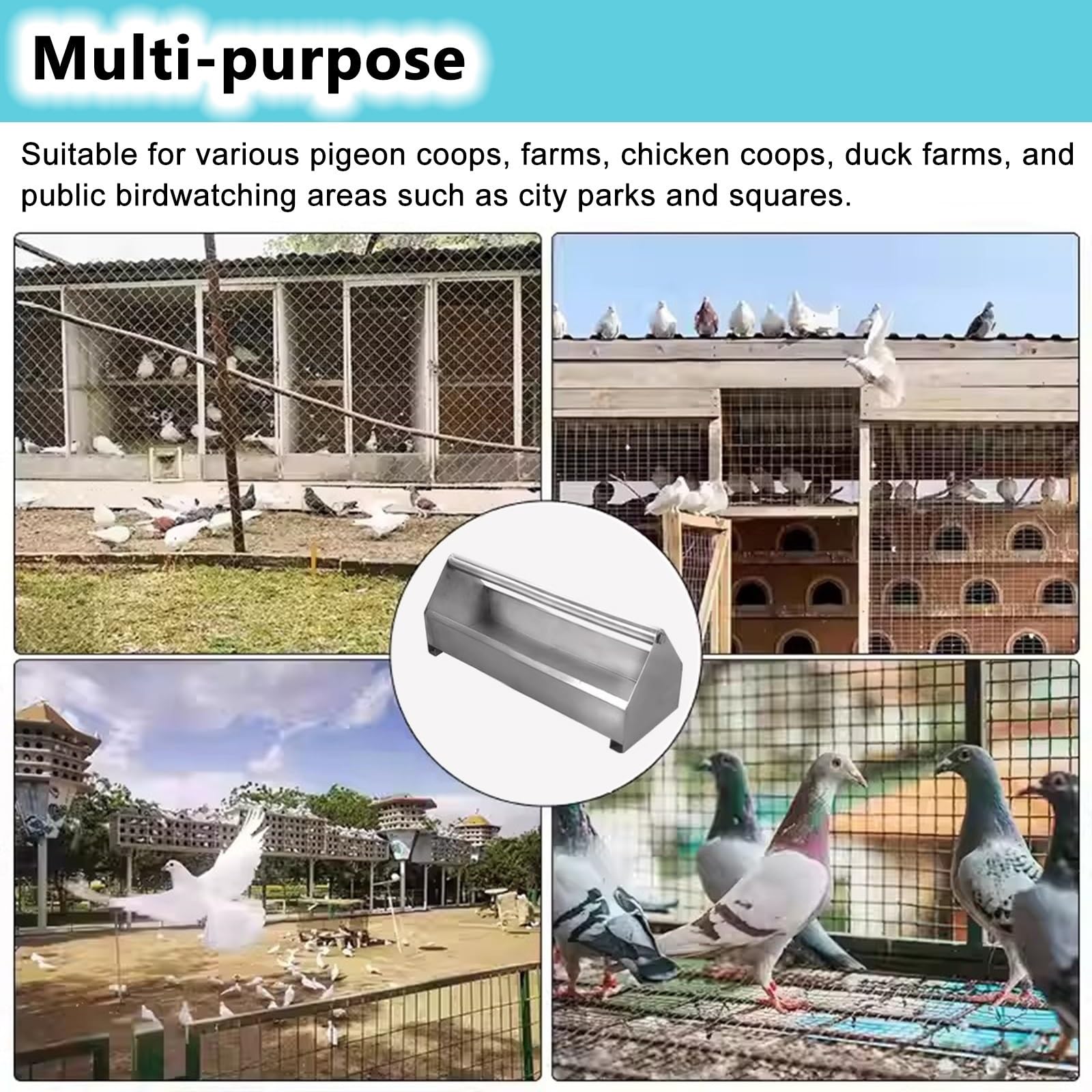Comedero para aves de corral con barra transversal giratoria para patos, pavos y gansos