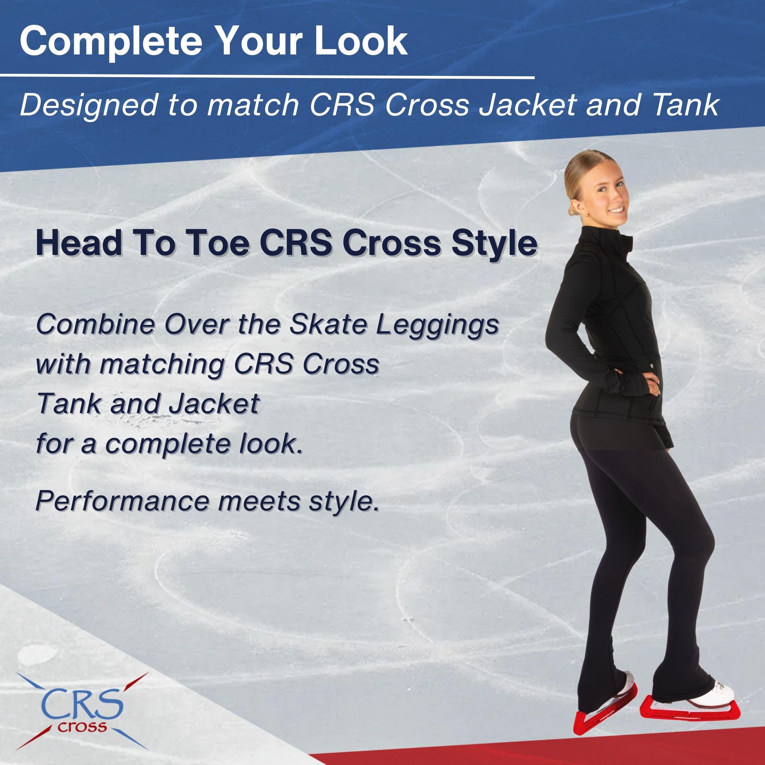 CRS Cross Schlittschuhlauf-Leggings Schwarz Over Skate Leggings High Rise Übungshersen für Eiskunstläufer-Mädchen und Frauen
