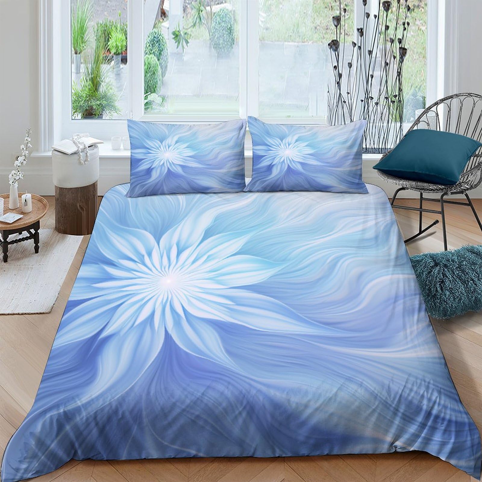 CornFleurs parure de lit 3 pièces avec housse de couette double 200x200cm et taies