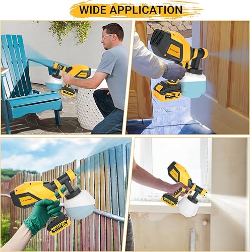 Miniatura 7 de Pulverizador de pintura inalámbrico, baterías de 21 V, 2 × 4.0 Ah, pistola pulverizadora eléctrica de alta potencia de 40.6 fl oz con 5 boquillas y