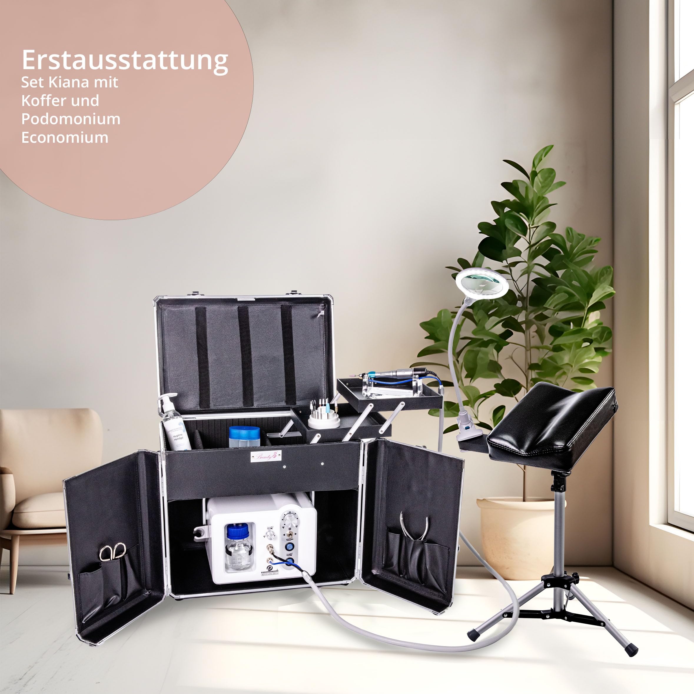 Fußpflege-Erstausstattung Sophia Fußpflegegerät mit Nasstechnik Ecomonium (Schwarz Glitzer)