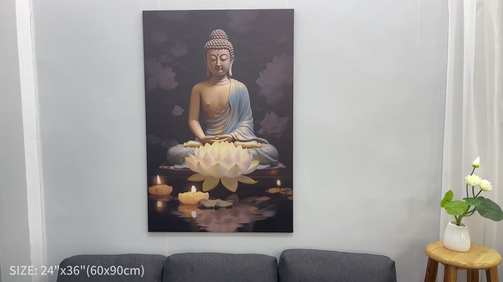 Amazon.com: ZXHYWYM Zen Canvas 壁掛藝術佛陀繪畫蓮花圖片印刷品水療