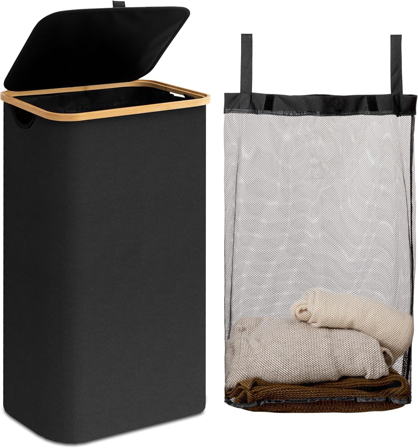 CESTO SACCO PORTABIANCHERIA BAGNO CON MANICI IN TESSUTO ROMBI 10523 - Foto 9