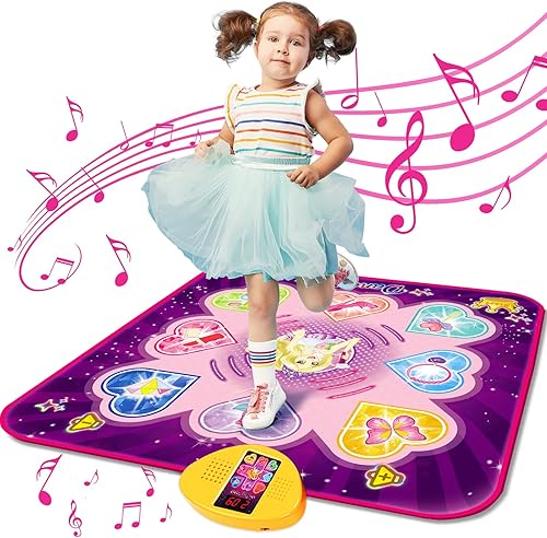 KIZZYEA Juguetes de tapete de baile para niñas de 3, 4, 5, 6, 7, 8 años o más, almohadilla de baile musical con 7 modos de juego, luces LED, música