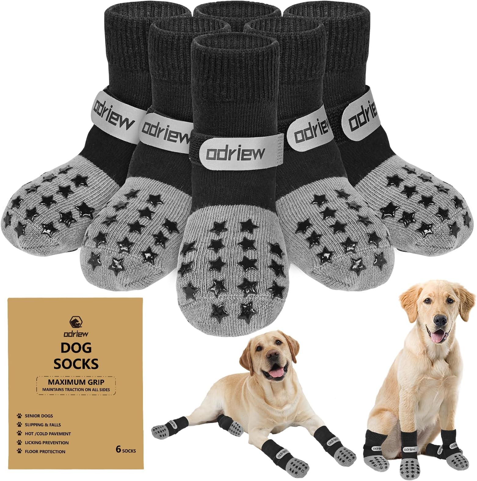 Odriew 6 PCS Dog Socks to Prevent Licking Paws, Double