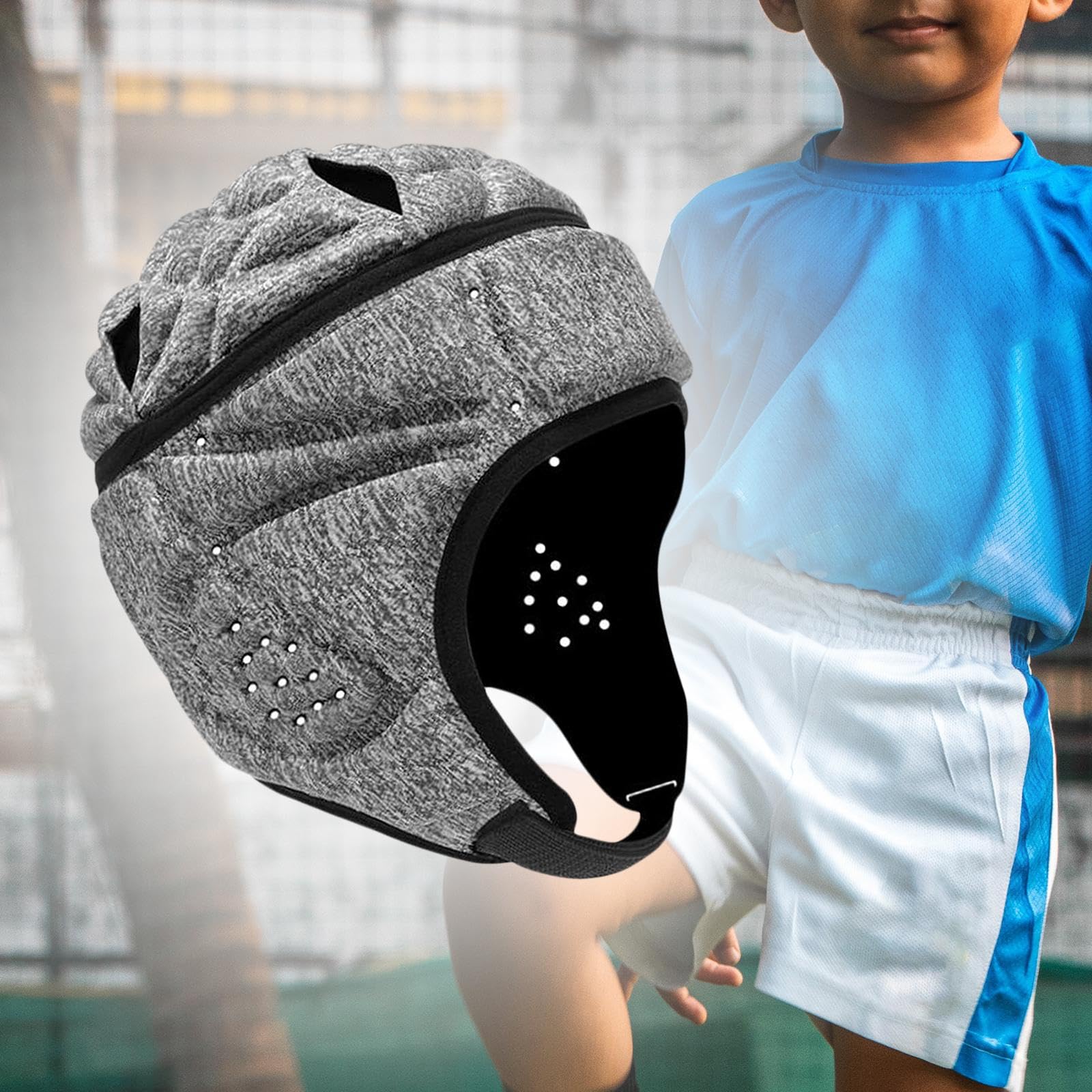 Qianly Rugby Helm für Kinder, Rugby Kappe, Schutz, Anti Kollision, Verstellbarer Football Helm, Rugby Kopfbedeckung für Pitcher Youth