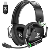 WESEARY Wireless Gaming Headset 2&period;4GHz & Bluetooth 5&period;4 Gaming Headphones with ENC Mic&comma; Ultra-Low Latency&comma; Stereo Sound&comma; Soft Earmuffs&comma; Wireless Headsets for PS5&comma; PS4&comma; Switch&comma; PC&comma; Mac