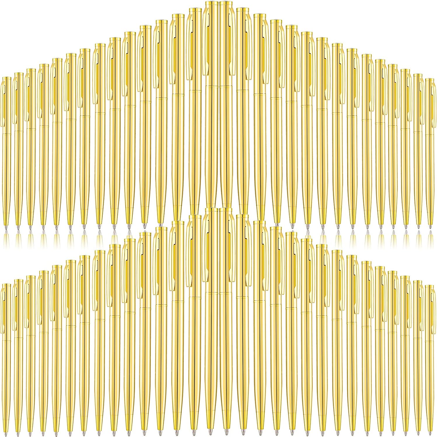Sabary 60 Pieces Bulk Gold Pens Slim Metallic Retractable Ballpoint Pen - Black Ink 1.0 mm Medium Point, Smooth Writing for Office, Wedding Guest Books & Business Use(Gold,Stylish Style)