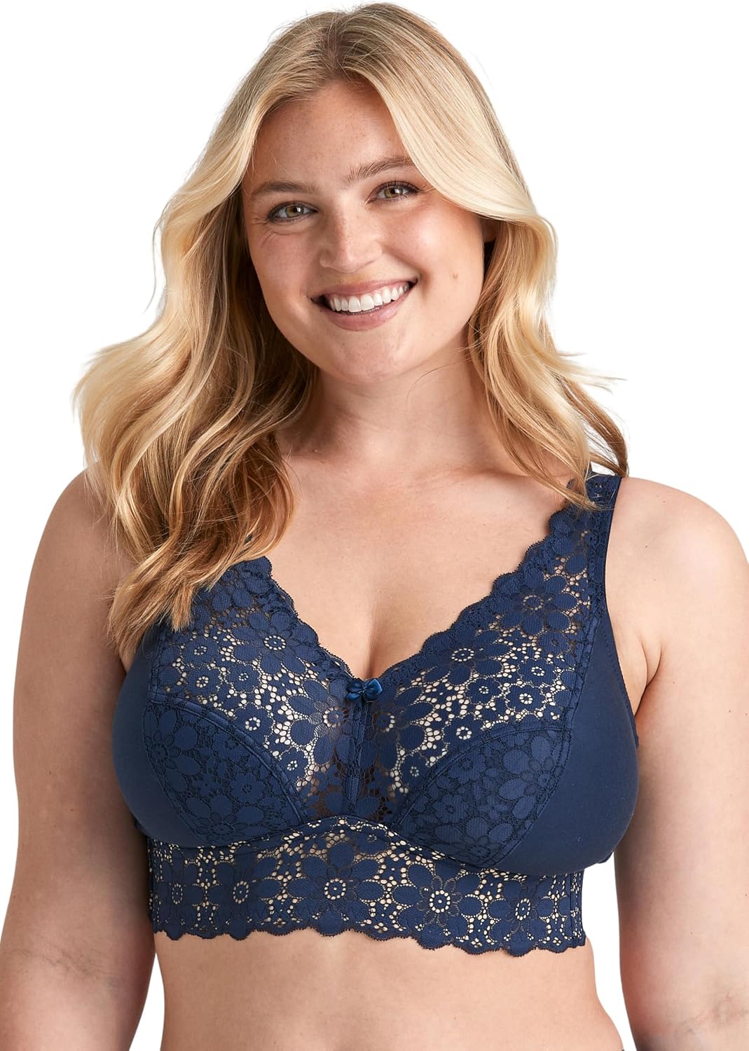 Miss Mary of Sweden Lace Dreams Non-Wired Longline Bra – Recycled Stretch Lace, Extra Support & Comfort