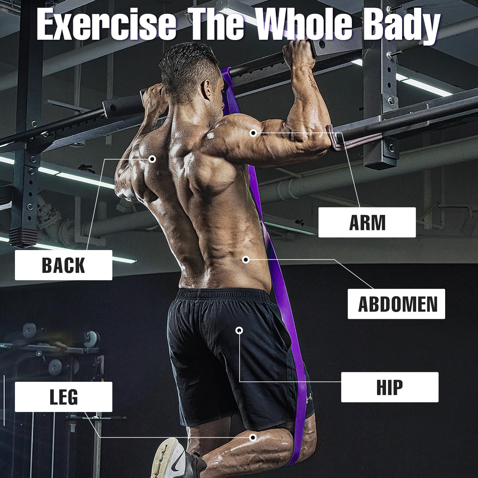 Lot de 4 bandes de fitness avec 4 niveaux de résistance pour sport, gymnastique, entraînement