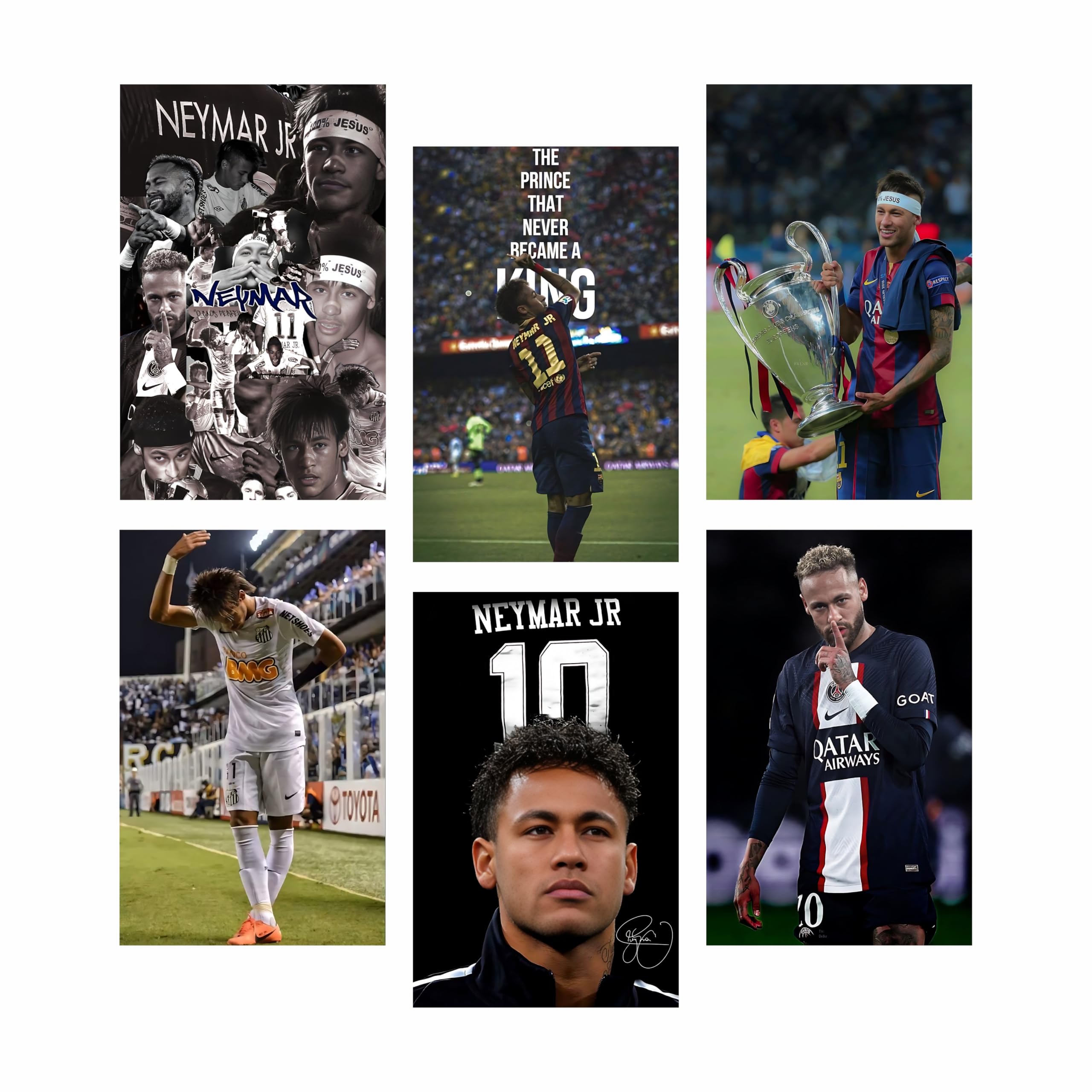 Goodi Cart Neymar Poster Set of 6 | Football Wall Art Prints | Unframed Sports Posters for Room Décor | Motivational Collectible Artwork | 8 x 12 Inch, 300 GSM Paper-image-15