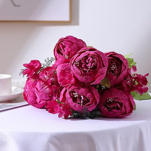 Miniatura 4 de Flores artificiales de peonía Duovlo, flores de seda de imitación, para casamientos clásicos, decoración para el hogar, paquete de 1