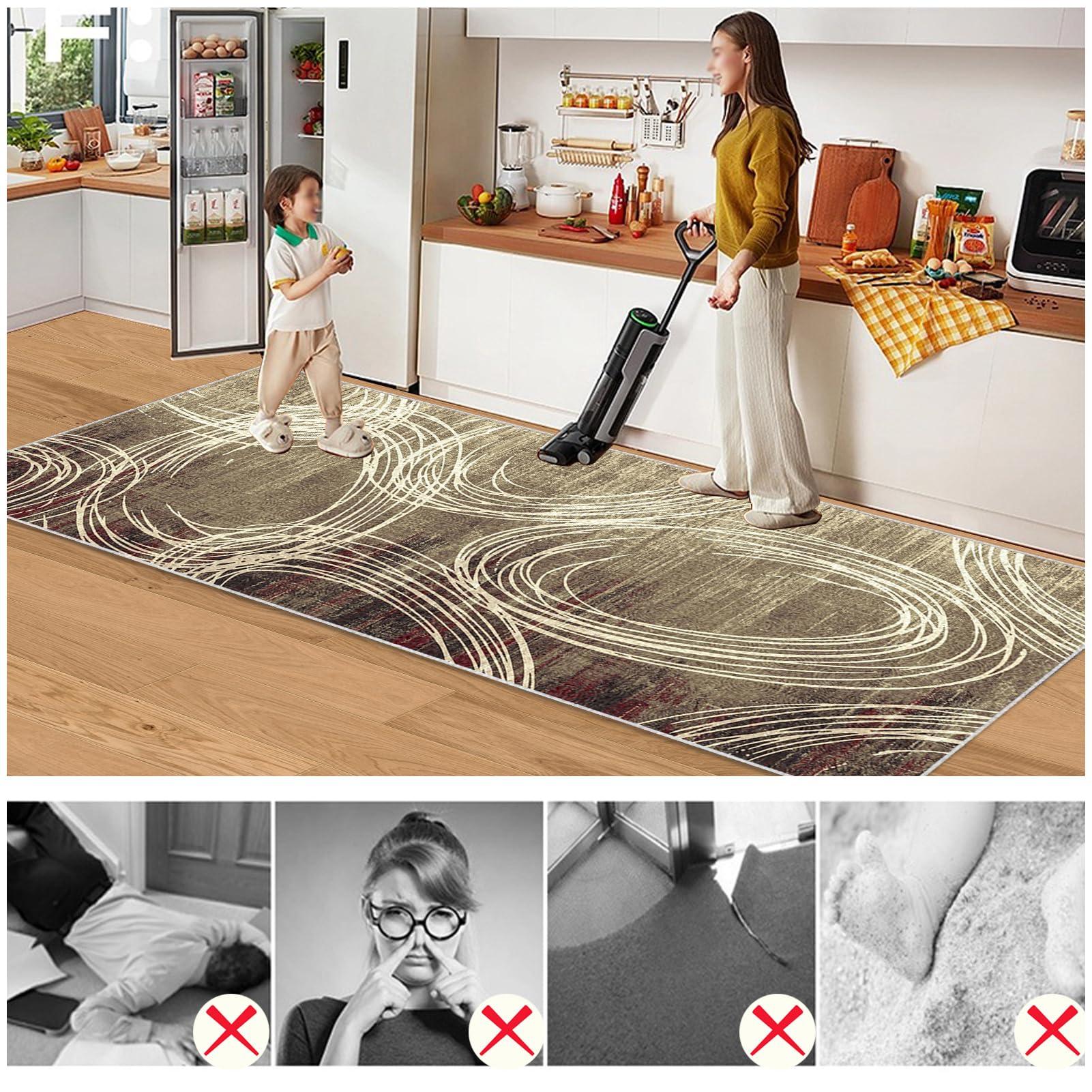 Dywan kuchenny przed zlewem antypoślizgowy zmywalny długi chodnik 110 x 200 cm dywan korytarz kuchnia z krótkim włosiem dywanik wejściowy wnętrze dywanik podłogowy do przedpokoju kuchni sypialnia