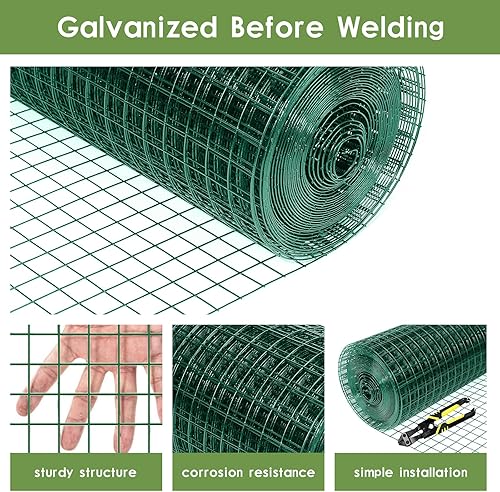 Miniatura 13 de Tongmo Paño de hardware de 48 pulgadas x 100 pies, valla de alambre de pollo galvanizado de malla de 1 pulgada, rollo de alambre soldado de calibre