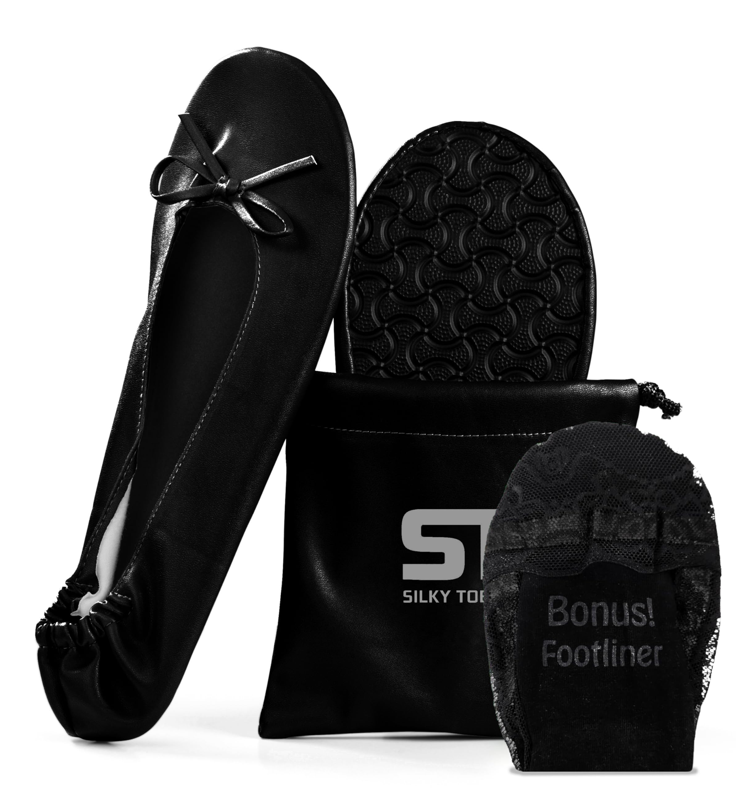 Silky Toes Foldable Flats for Women Purse Ballet Shoes Ballerina Slippers