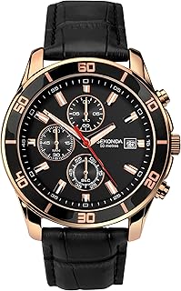 Sekonda Men\'s Quartz Watch with Black Dial Chronograph Display and Black Leather Strap 1051.27