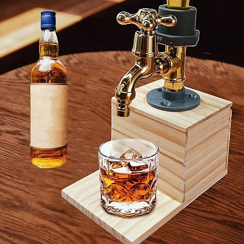 Miniatura 2 de Dispensador de alcohol, dispensador de botellas de licor, diseño único de madera con soporte en forma de grifo, accesorios de alcohol, regalo ideal
