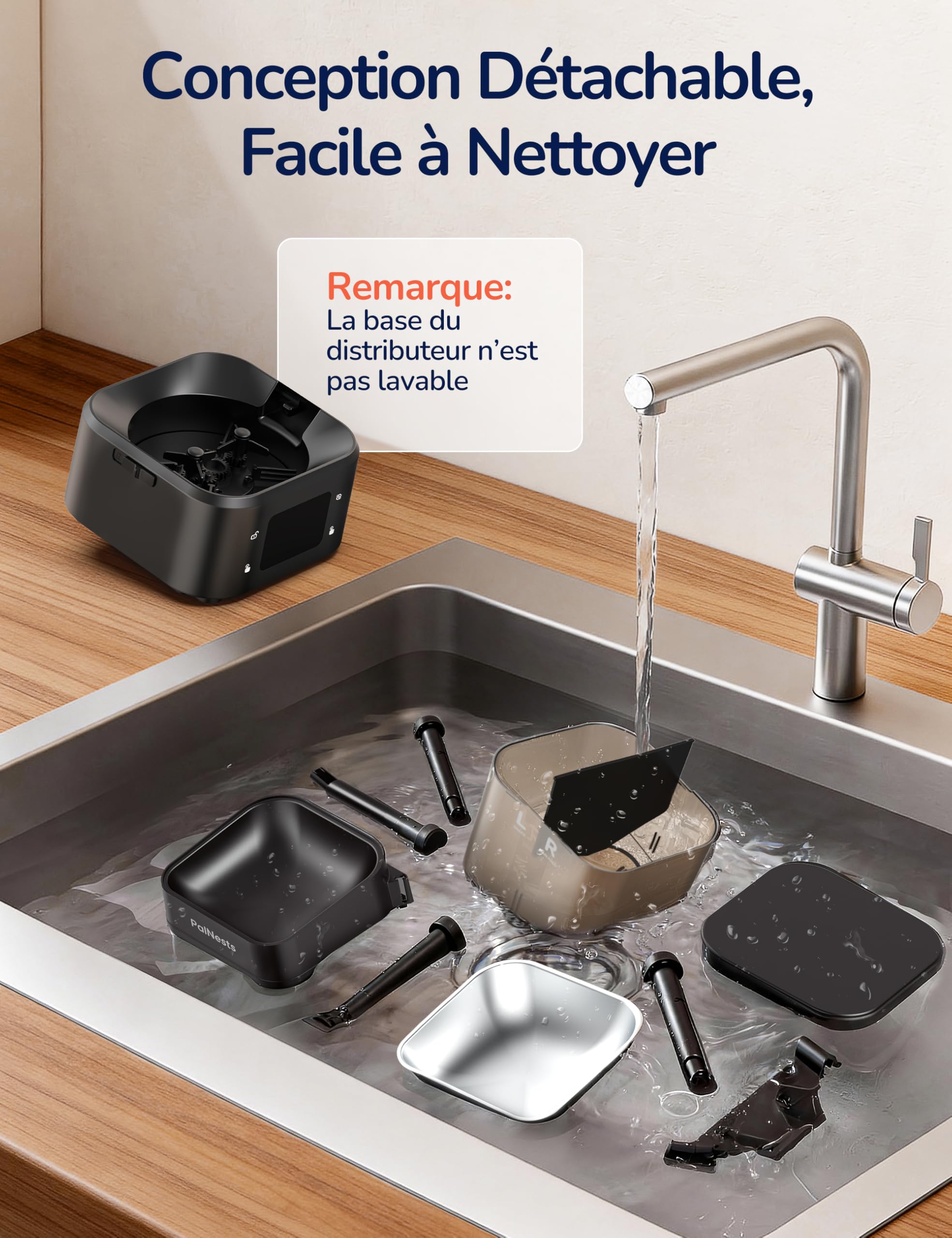 Distributeur de Croquettes pour Chat Automatique PalNests, Distributeur à Double Trémie 4L, Nourriture Connectée 5G/2.4G avec Programme Personnalisé, Bol en Acier Inoxydable