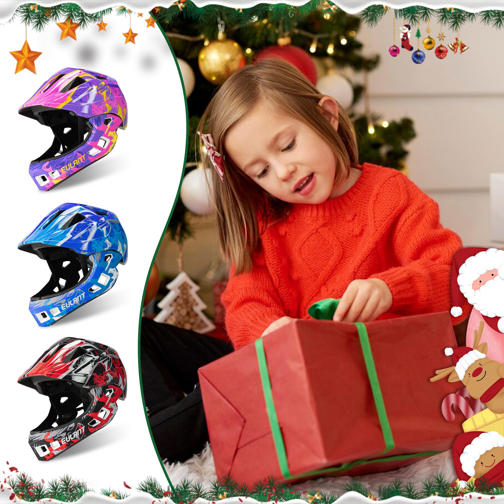 Kids Full Face Helmet with Chin Guard,Bicycle Helmet for Girls and Boys