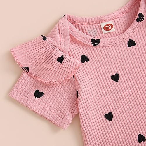 Miniatura 4 de Conjunto de 3 piezas de ropa de verano para bebé recién nacida, con volantes, manga corta, cintura elástica, pantalones cortos y diadema