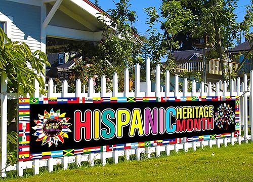 Nepnuser Letrero colgante para decoración del Mes Nacional de la Herencia Hispana, 21 países de habla hispana, grande, hogar, jardín, exterior,