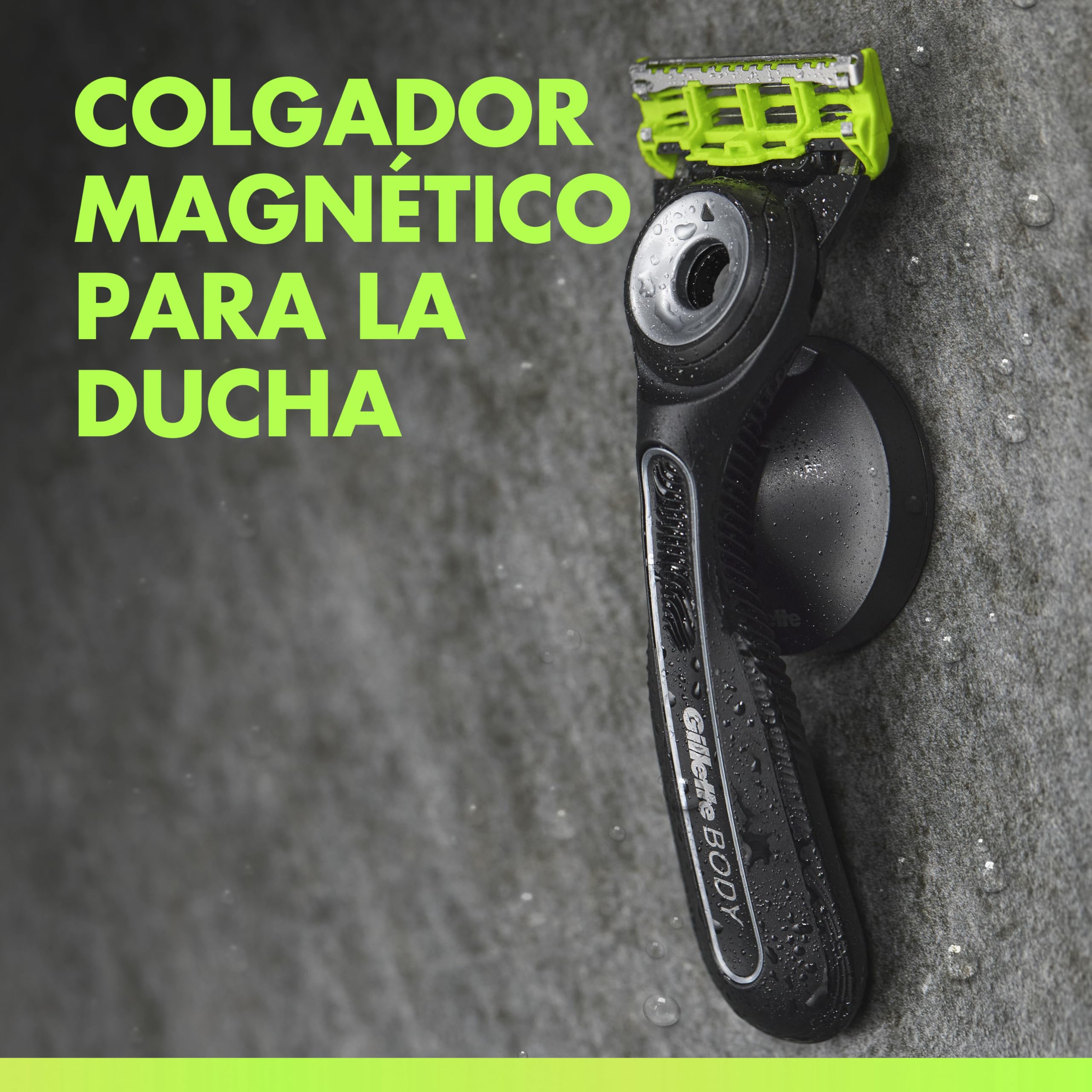 GilletteLabs Body + Intimate Maquinilla Corporal Hombre con 5 Recambios - Mango de Goma, Cuchillas con Barra Anti-vellos Encarnados Y Soporte Magnético, Depilación Íntima Y Afeitado Corporal Masculino