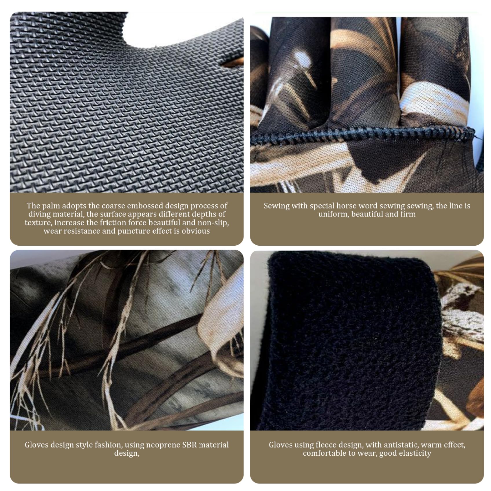 Jorzer Guantes de Caza Resistentes a pinchazos y arañazos, Guantes de Pesca hasta el Codo, Antideslizantes, con Forro Polar, de Camuflaje, Lavables, de Neopreno, para Exteriores, 1 par.