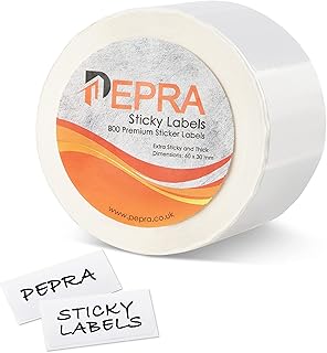 PEPRA White Sticky Labels Stickers - 800 PCs Blank Self Adhesive Labels Roll - (60x 30mm) Freezer Labels Easy Peel Off - Address Labels for Office, Kitchen Food Labels for Catering, Jars