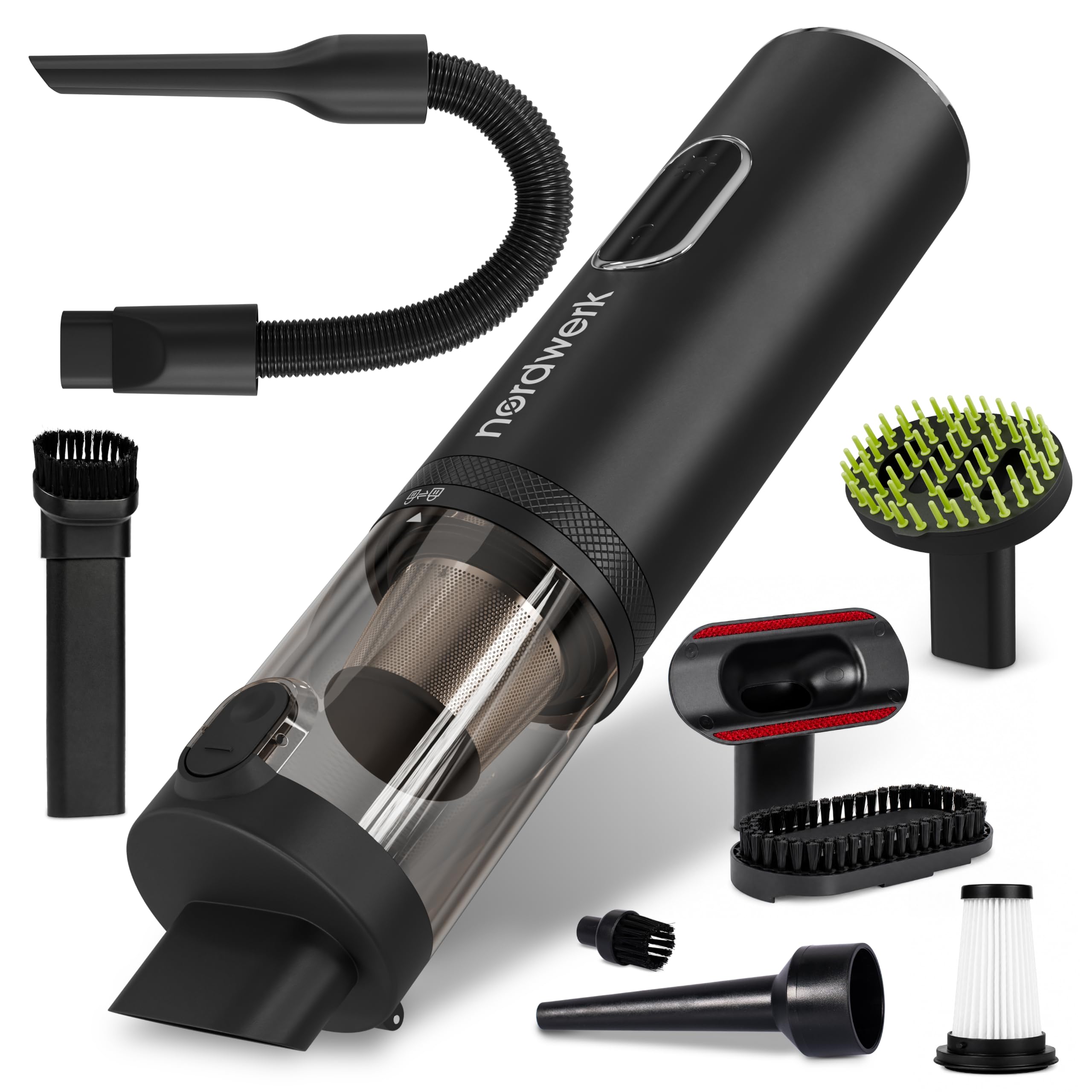 Akku Handstaubsauger Nordwind NEO für Auto & Haushalt, kabellos | starker Mini Staubsauger mit DeepReach Cleaning System®, Bürste für Tierhaare, HEPA-Filter, LED-Licht & Extra-Zubehör