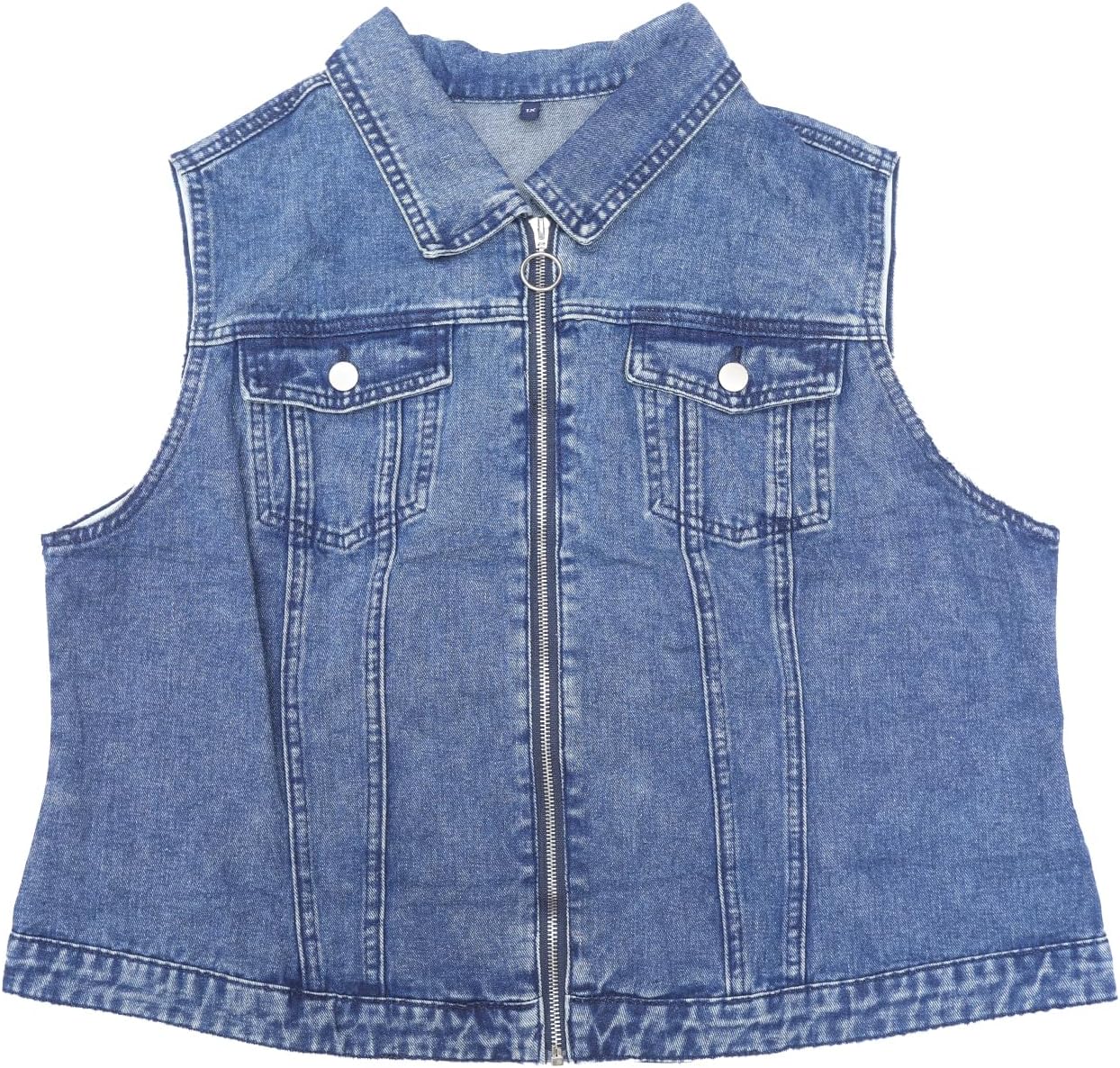 Agnes Orinda Plus Size Denim Vest for Women Sleeveless Zip Up Button Down Waistcoat Jeans Jackets Vests
