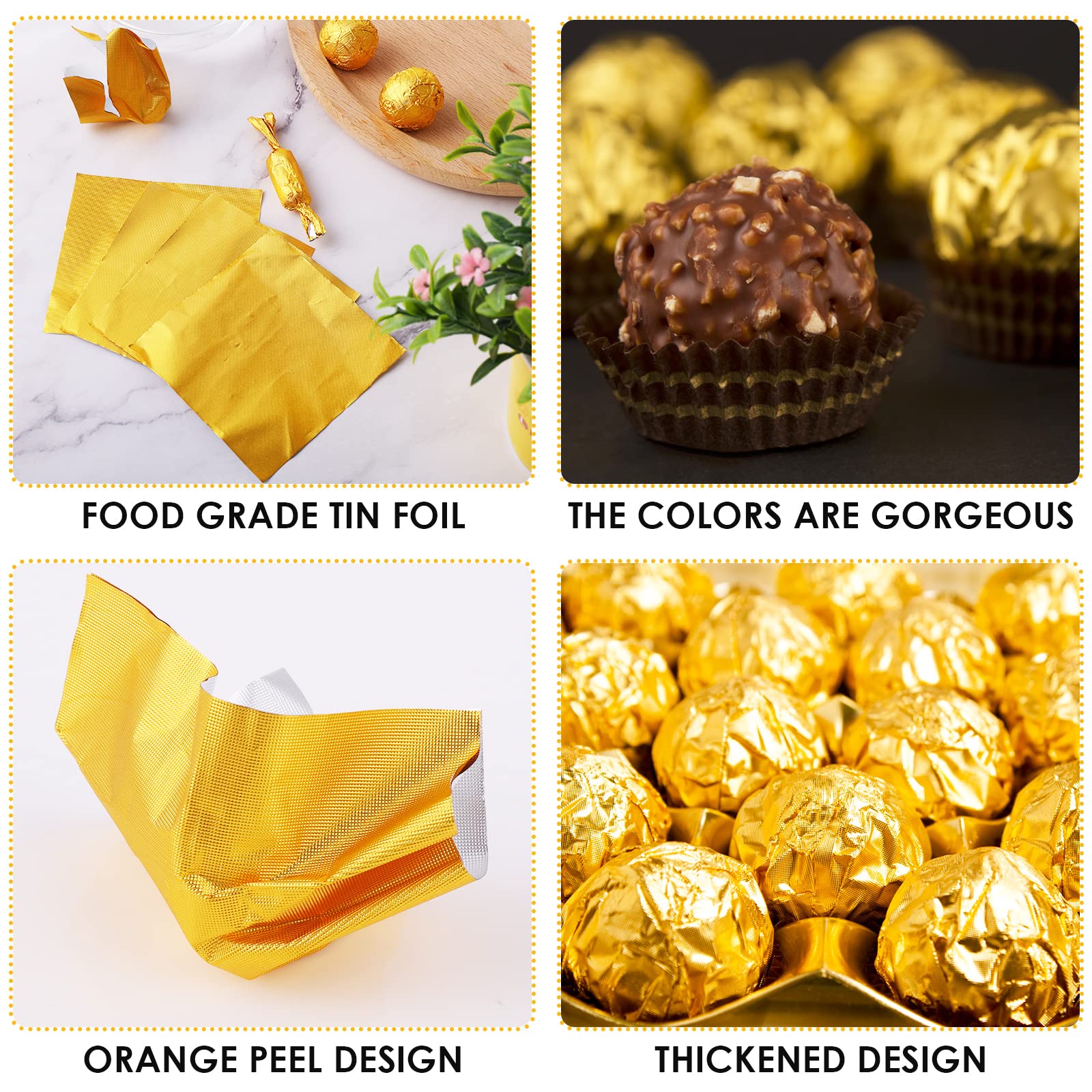 300 Fogli Di Alluminio Dorato Per Caramelle - 10x10 Cm - Per Cioccolatini Fai Da Te E Confezioni Regalo - Foto 6