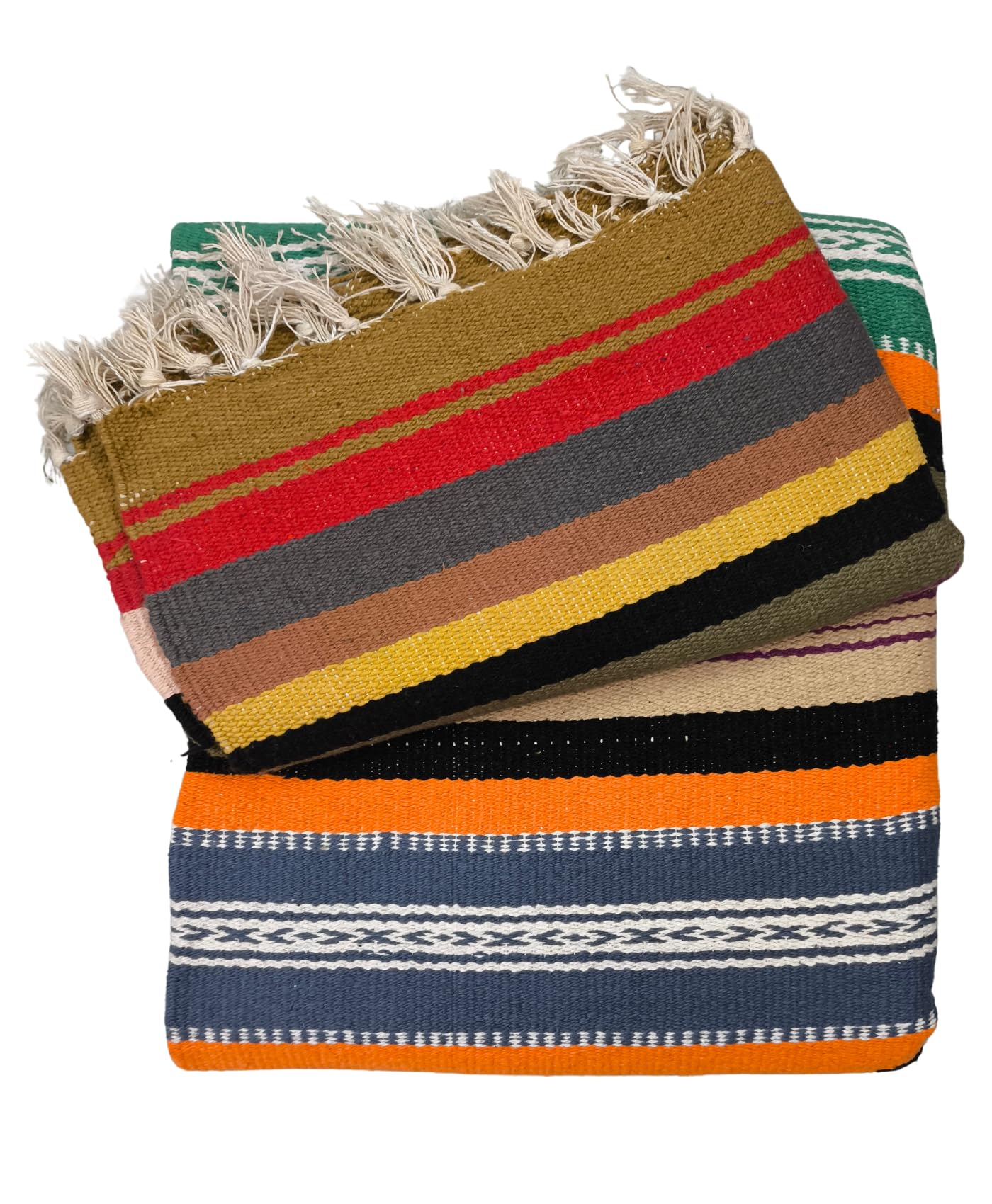 Traditional Indian Bunkaar Carpet - Multicolor Striped -6