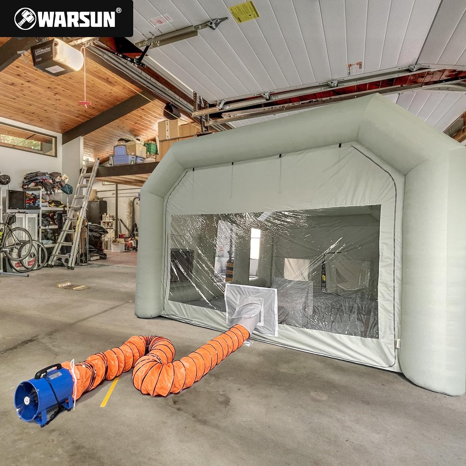 WARSUN Utility Blower 520W 12inch Exhaust Axial Fan 4100 m3/h High Velocity Portable Extractor Fan with 16.5Ft Duct Hose Portable Ventilator for Exhausting Ventilating at Home or Workplace 370PA