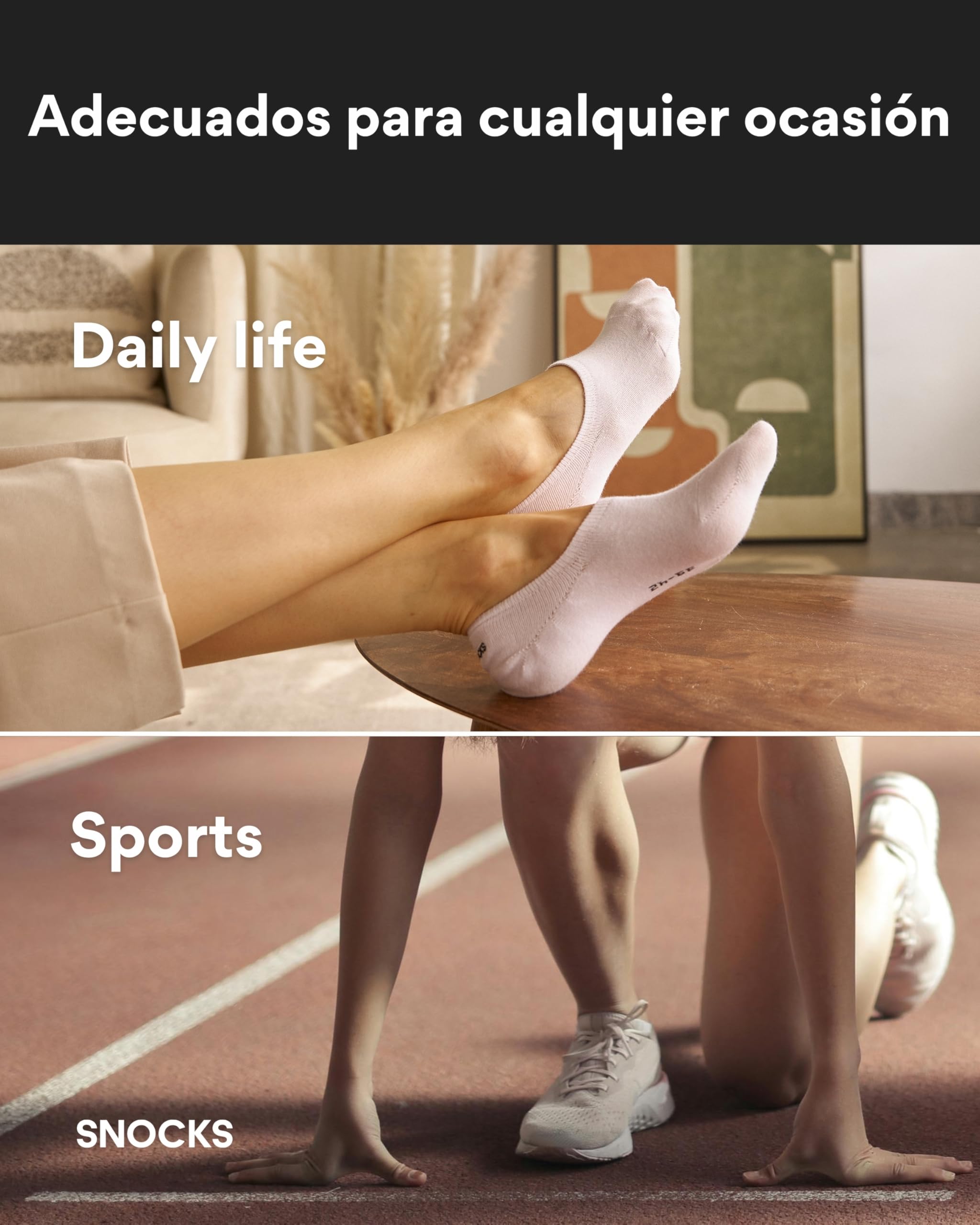 Snocks Calcetines Invisibles Algodón Orgánico Ultrasuaves Hombre Mujer Tallas 35-46