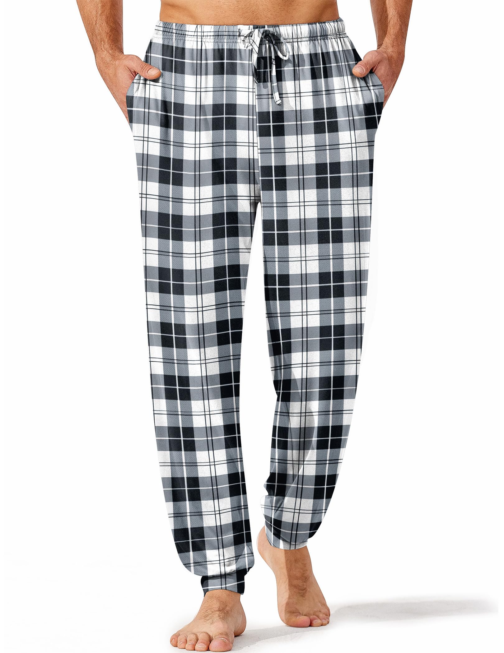 Men's Pajama Pants, Lightweight Loungewear, Comfy Jogger Sleep Pant Long Pj Bottoms with Drawstring & Pockets-image-13