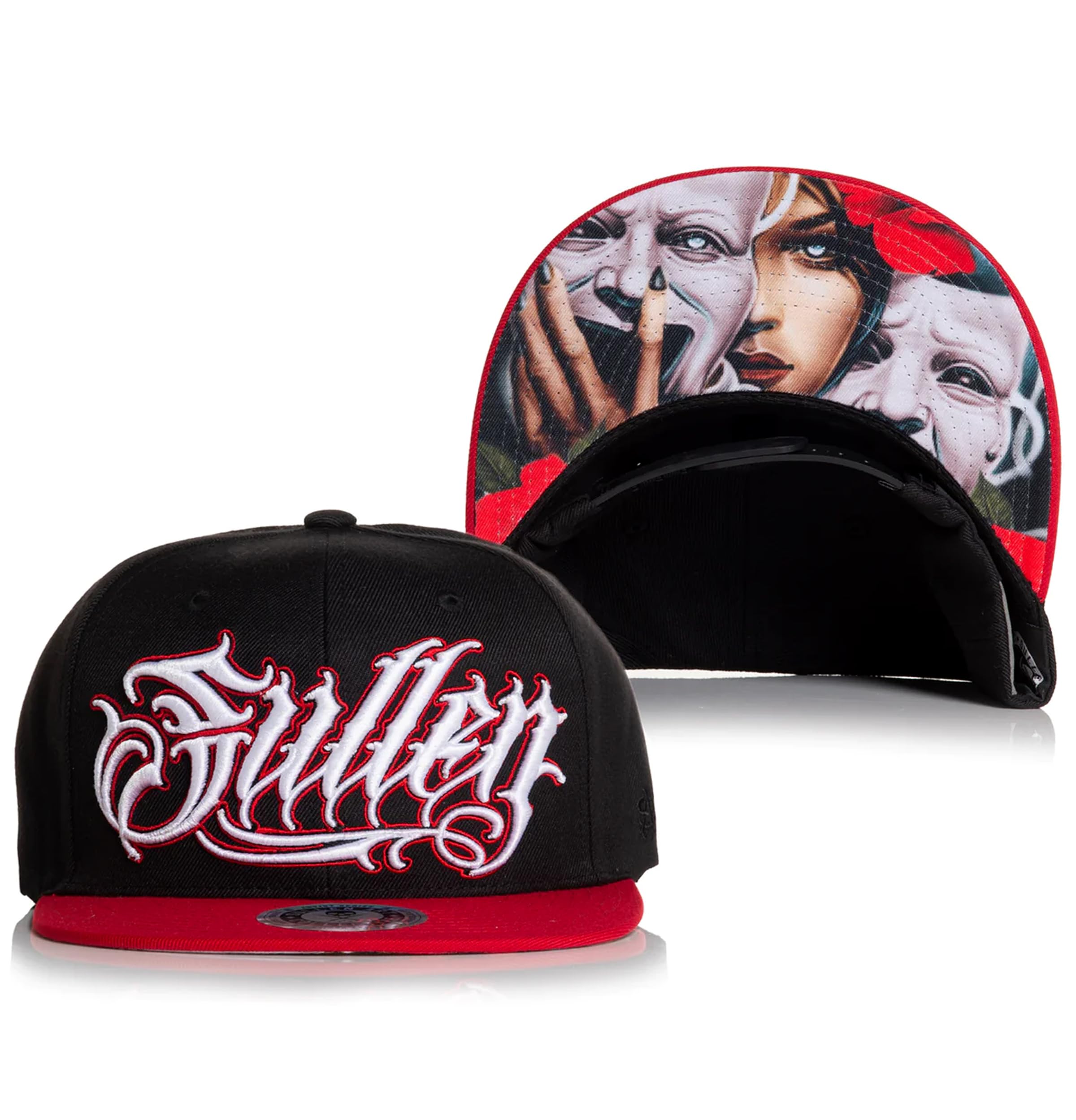 Sullen Art CollectiveSullen Tattoo Black/Red Snapback Tattoo Lifestyle Graphic Art Skull Trucker Hat Cap