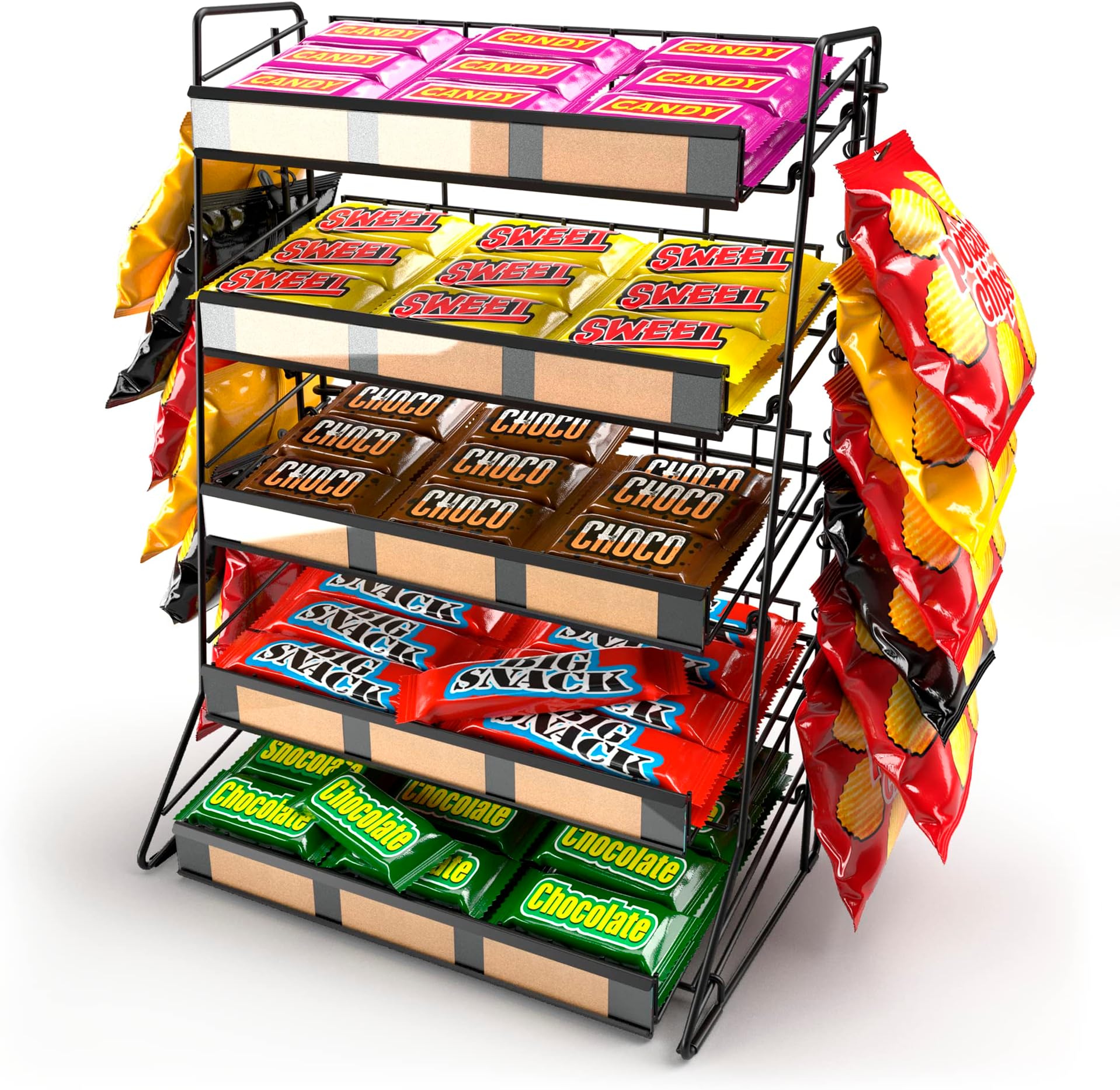 DS THE DISPLAY STORE 5 Tier Candy Display Rack, Large Snack Organizer For Cou...