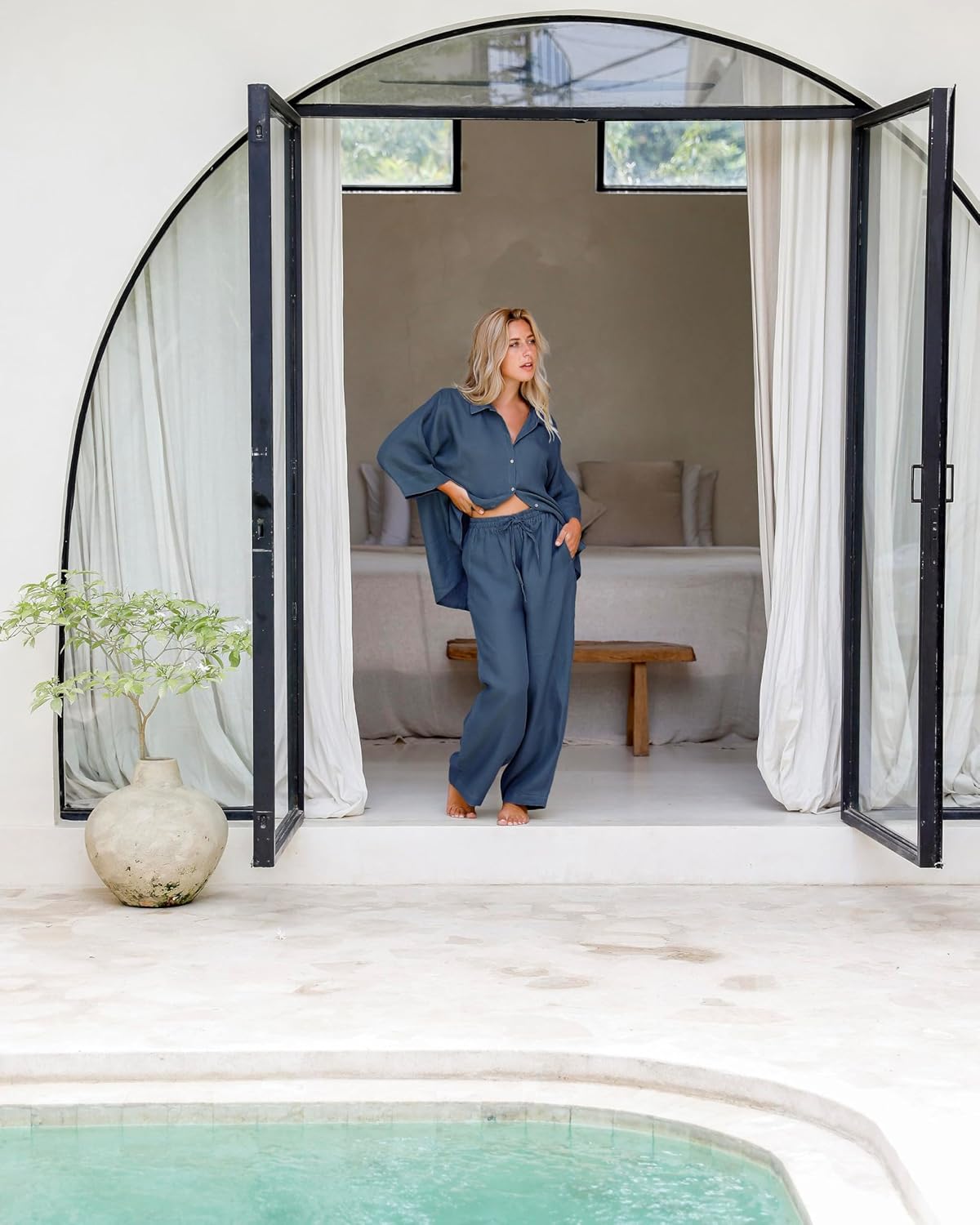 Magic Linen - Pajama Set Aveira, Linen Pjs for Women, 2 Piece Set - Image 4