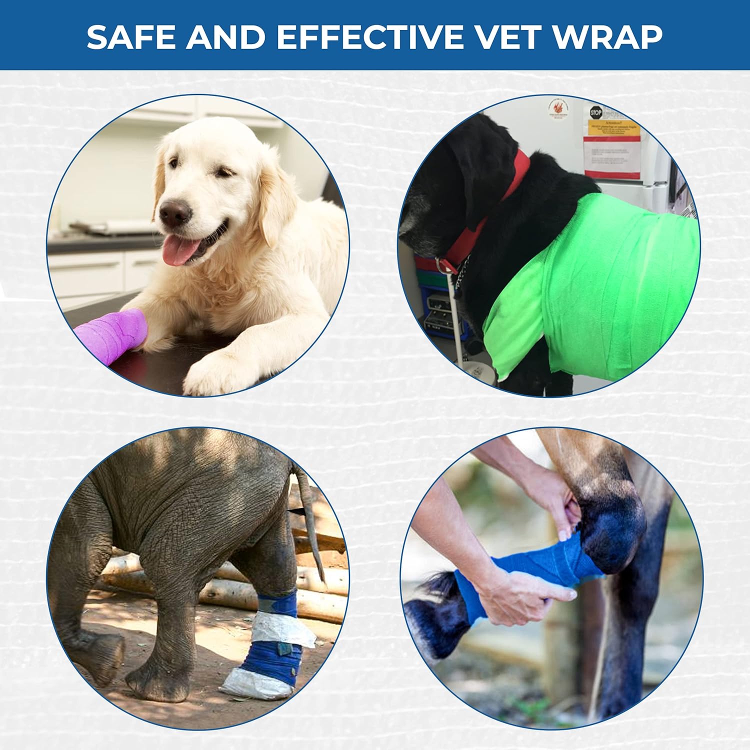 Self Adhesive Bandage Wrap - Pack of 12 Assorted Colors, Non-Woven, Breathable & Water-Resistant Vet Wrap for First Aid, Sports Injury, Body Sprains, & Pets - 4 Inch x 5 Yards - Image 8