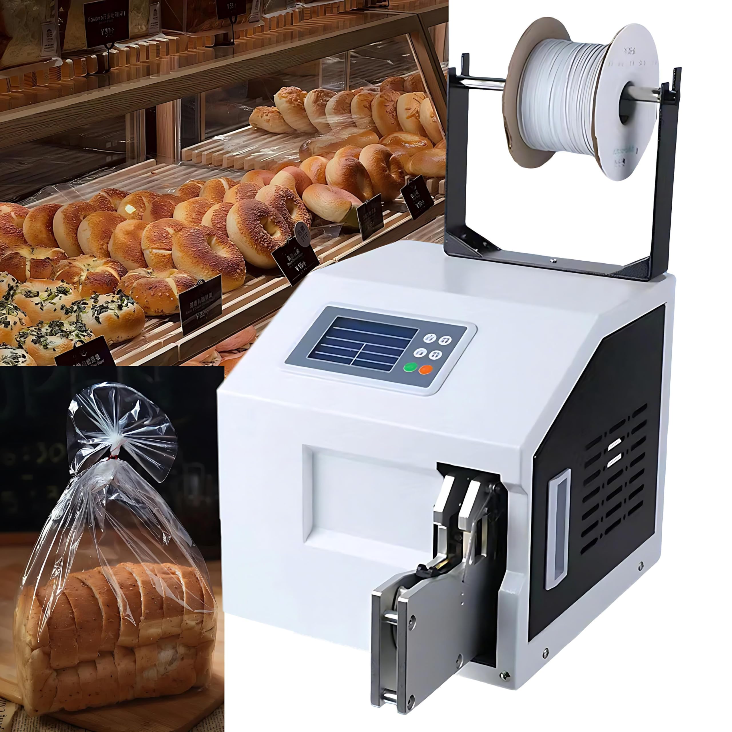 QIUNAOZI Digital Screen Cable Tying Machine, Automatic Twist Tie Machine for Food, Includes 1 roll of cable ties, Sensor Binding, for Food,Crafts,Stationery WireTyingMachine